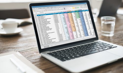 Spreadsheet Document Information Financial Startup Concept