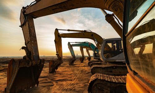 Excavator parked at the site